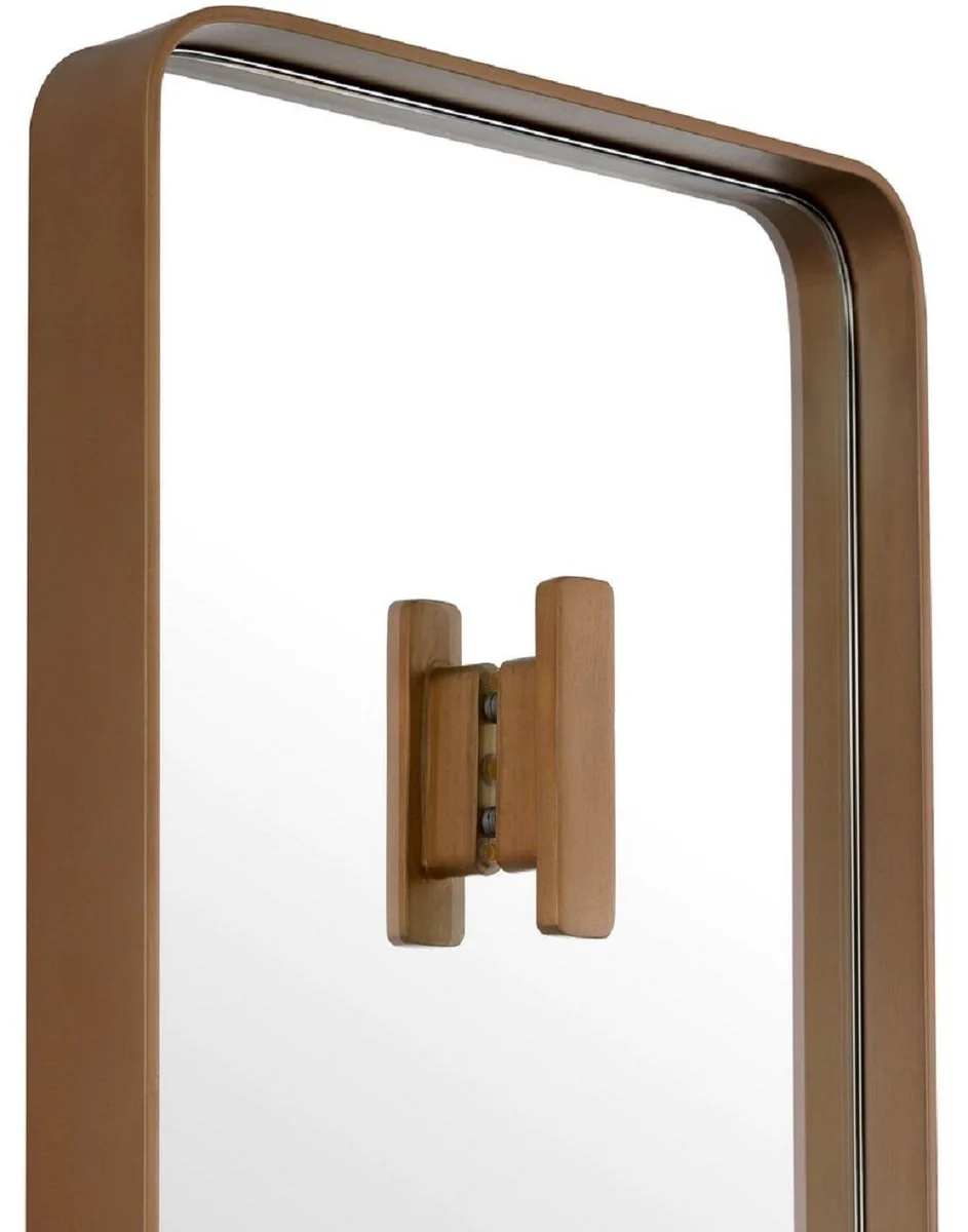 Luxury wall mirror brass 30 x 5 x H. 160 cm - Rectangular mirror with coat hook - Living room mirror - Bedroom mirror - Cloakroom mirror - Luxury furniture - Luxury interior