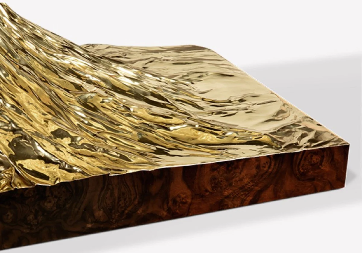 Luxury designer dining table brown / gold 450 x 150 x H. 76 cm - Rectangular dining room table - Italian luxury dining room furniture - Luxury furnishings - Luxury quality - Made in Italy