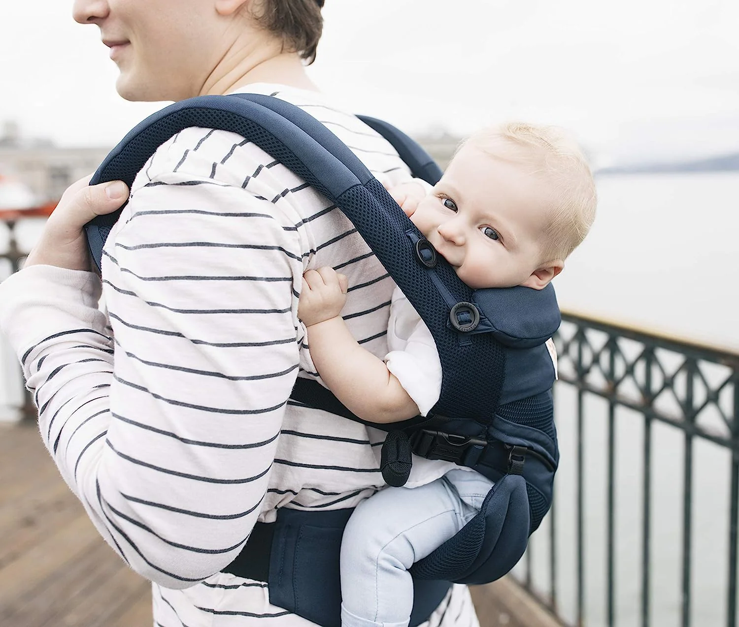 360-Grad-Babytrage für Neugeborene bis Kleinkinder mit Lendenwirbelstütze und Cool-Air-Mesh (3,5–25 kg), Perlgrau