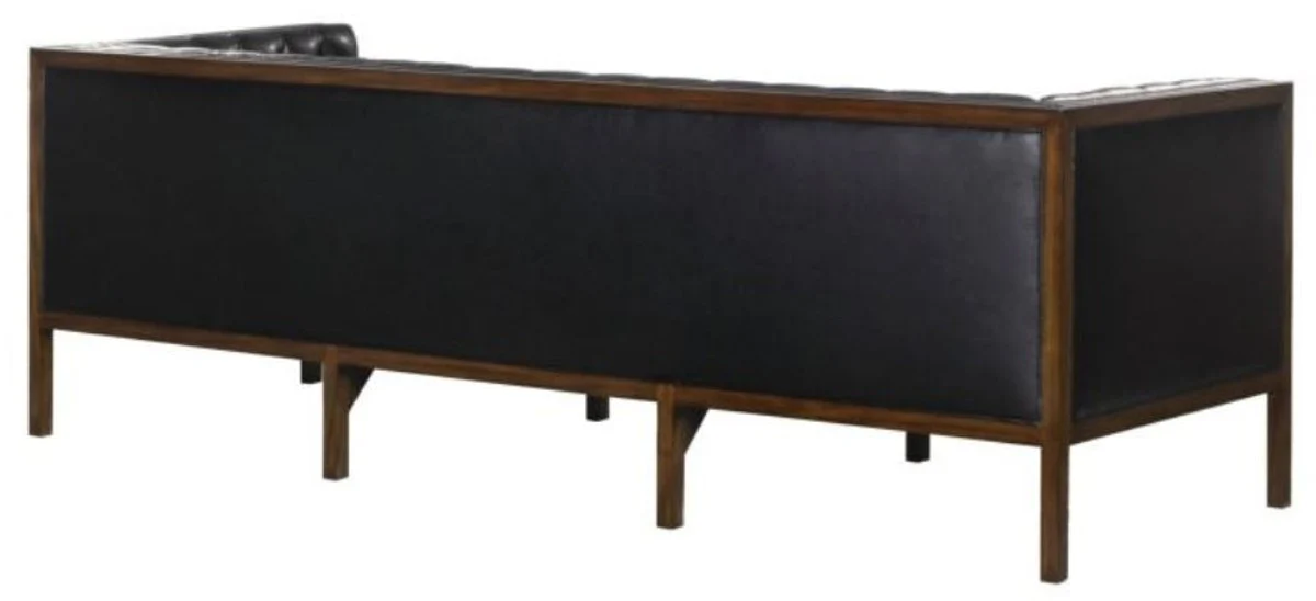 Chesterfield genuine leather 3-seater sofa black / brown 213 x 78 x H. 72 cm - Hotel Furniture