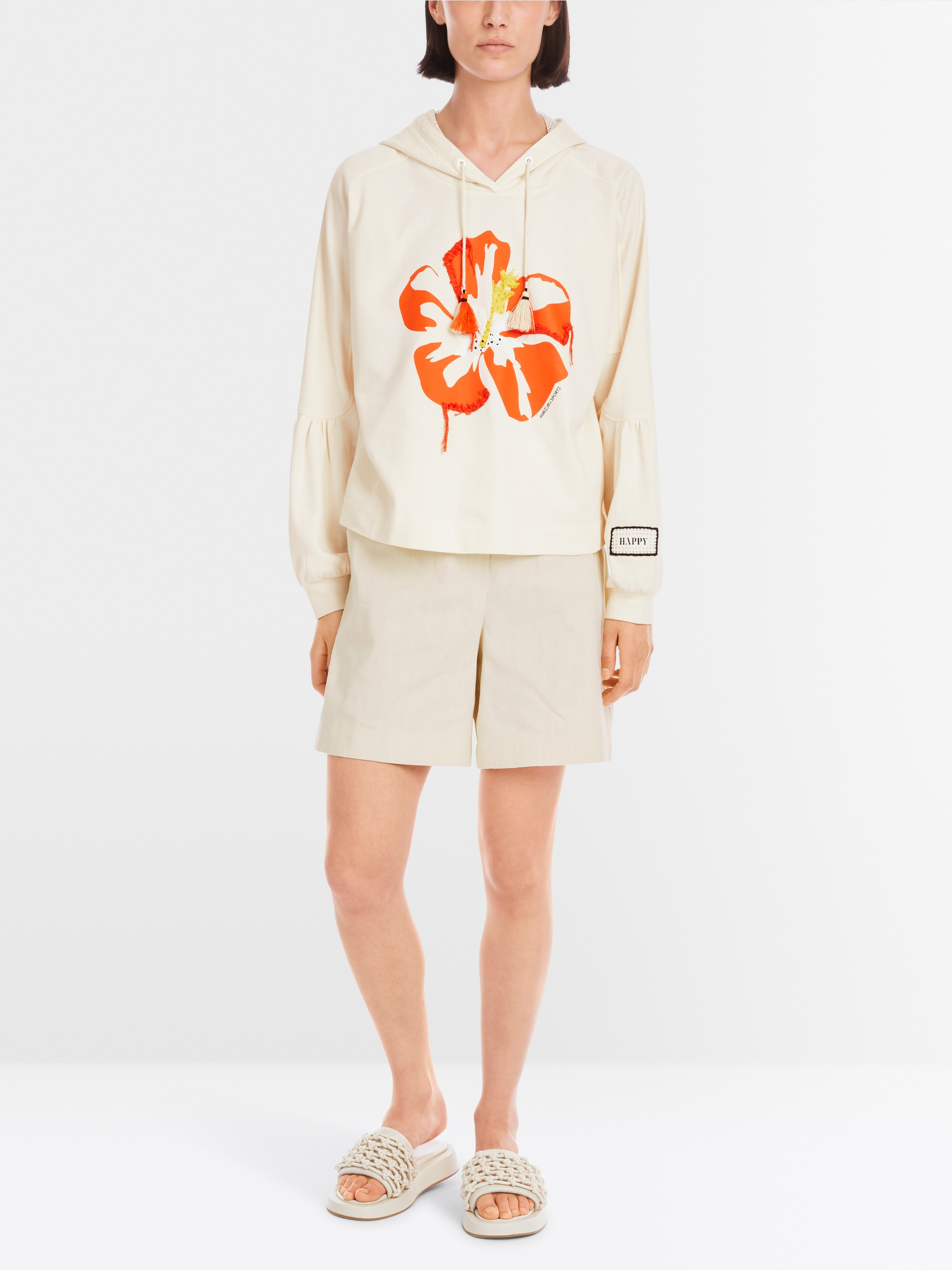 Marc-Cain Sweatshirt mit 3D-Hibiskus-Print