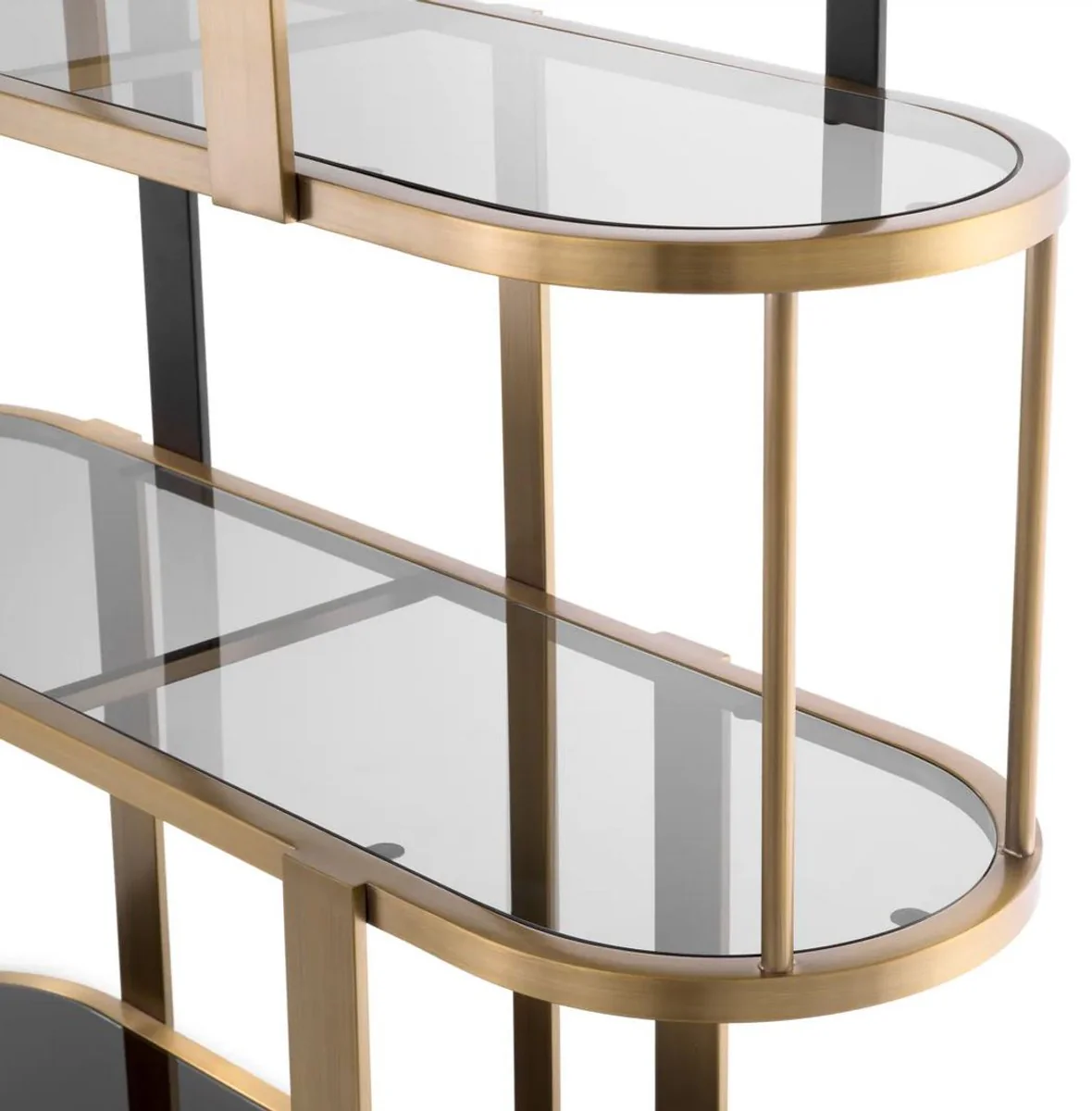 Luxury shelf cabinet brass / black / gray 120 x 38.5 x H. 240 cm - metal cabinet with 6 glass shelves - living room furniture - hotel furniture - luxury furniture - luxury quality