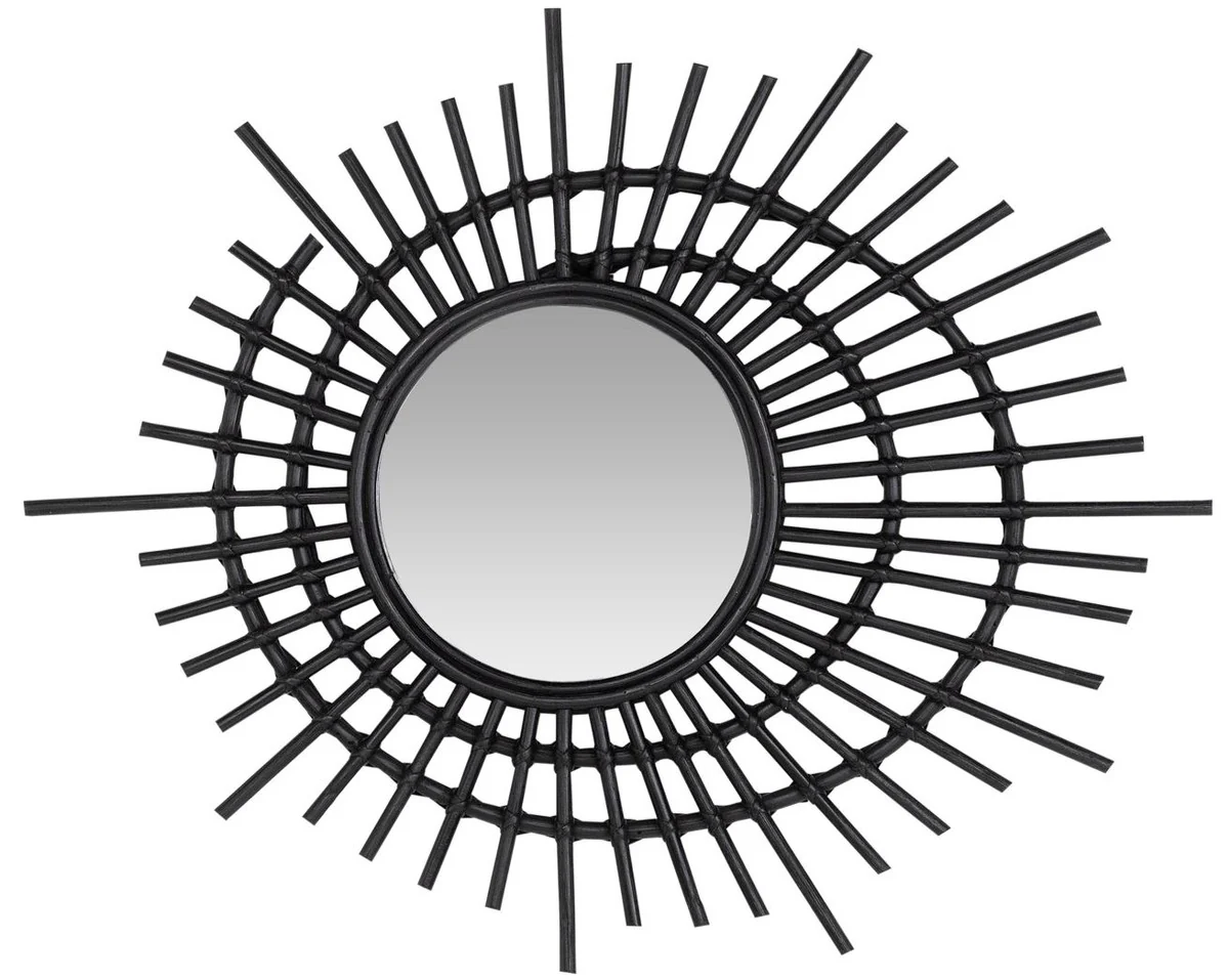 Designer rattan mirror black Ø 75 cm - decorative accessories
