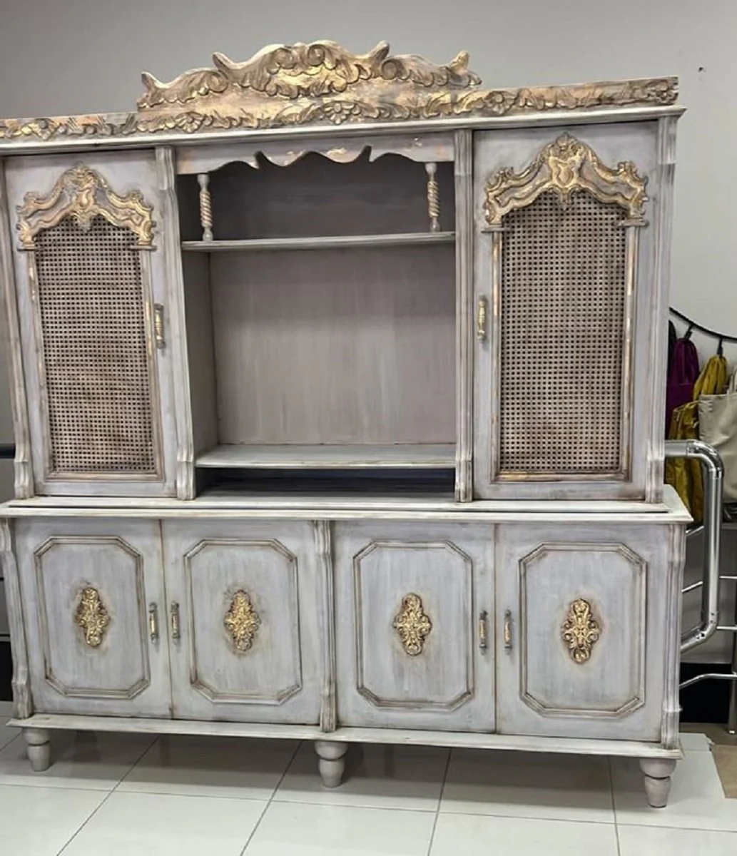 Luxury Baroque Dining Room Cabinet Antique Gray / Antique Gold