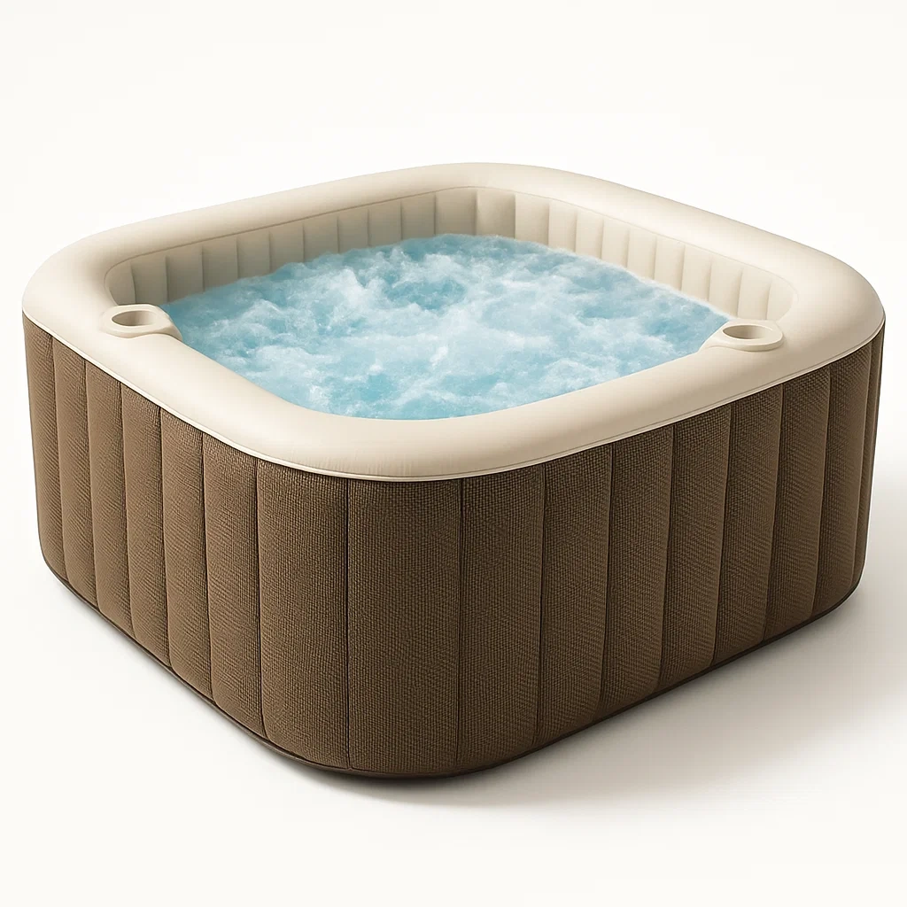 Aufblasbarer Whirlpool 180x180x71 cm, quadratisch, für 4 Personen, braun/beige, exYiCLw347WN