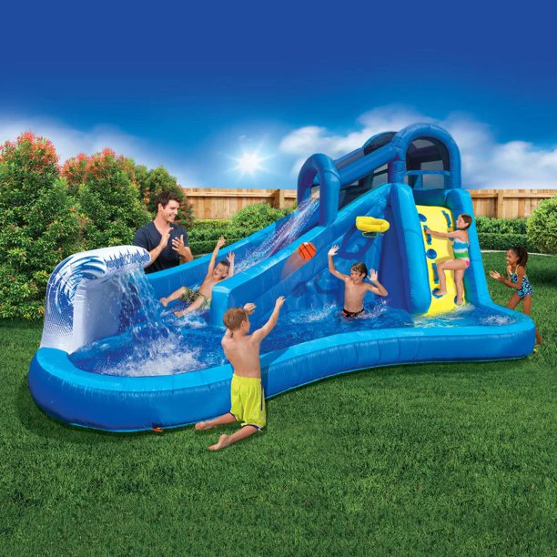 Banzai Surf N Splash Water Park Aufblasbare Wasserrutsche mit Basketballkorb