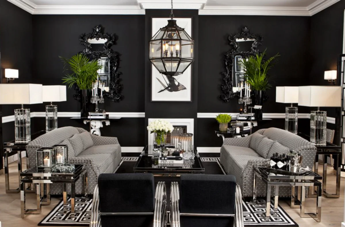 Luxury Art Deco designer side table with smoked glass - hotel table furniture