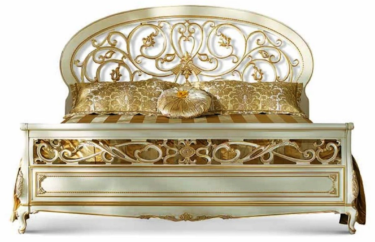 Luxury Baroque double bed ivory / gold - Made in Italy