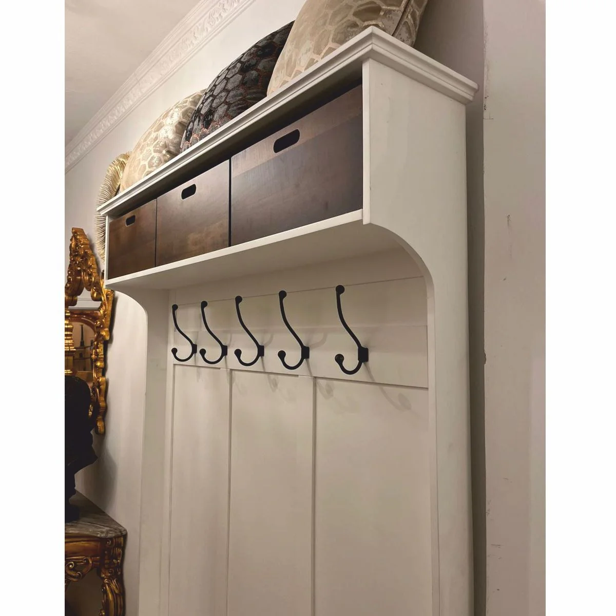 Country house style wardrobe white / dark brown 140 x 50 x H. 220 cm - exhibition piece