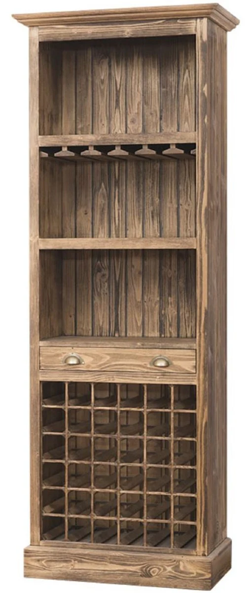 Country house style wine cabinet brown 78 x 41 x H. 210 cm - solid wood bar cabinet - bar furniture in country house style
