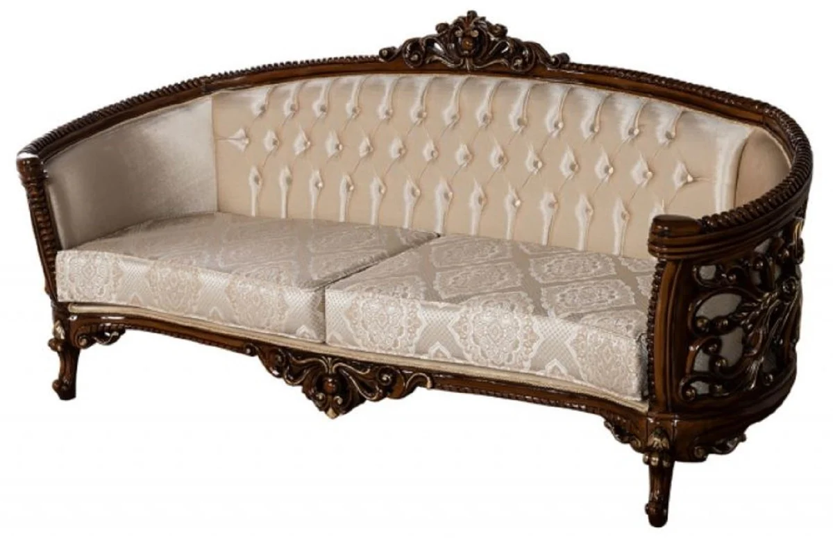 Luxury Baroque Sofa Beige / Brown / Gold - Magnificent living room sofa with elegant pattern - Baroque living room furniture
