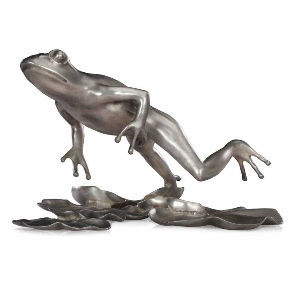 Luxus Bronze Figur Frosch Silber 39 cm - Deko Bronze Skulptur