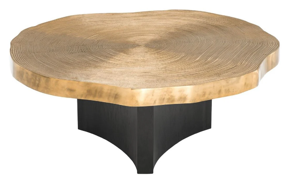 Luxury coffee table set brass / black - luxurious living room tables with table tops in tree slice design