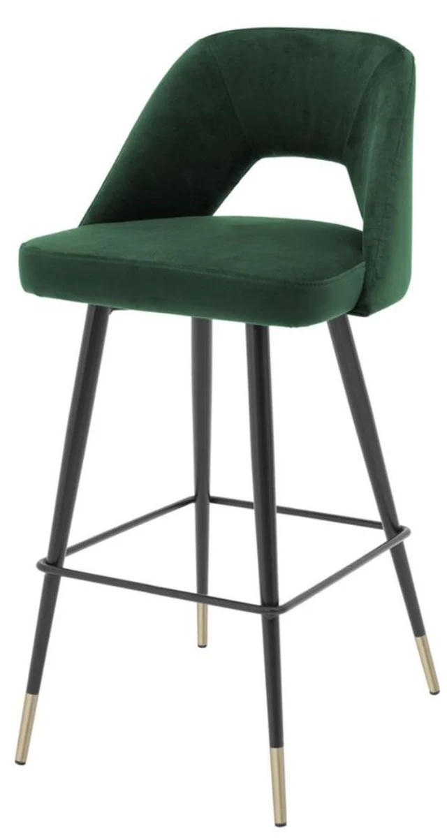 Luxury bar chair green / black 50 x 50 x H. 100 cm - luxury bar stool with backrest