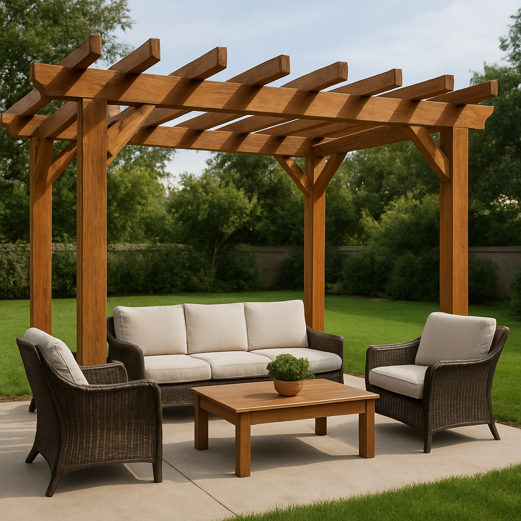 Freistehende Gartenpergola aus Holz, 370 x 370 x 221,5 cm