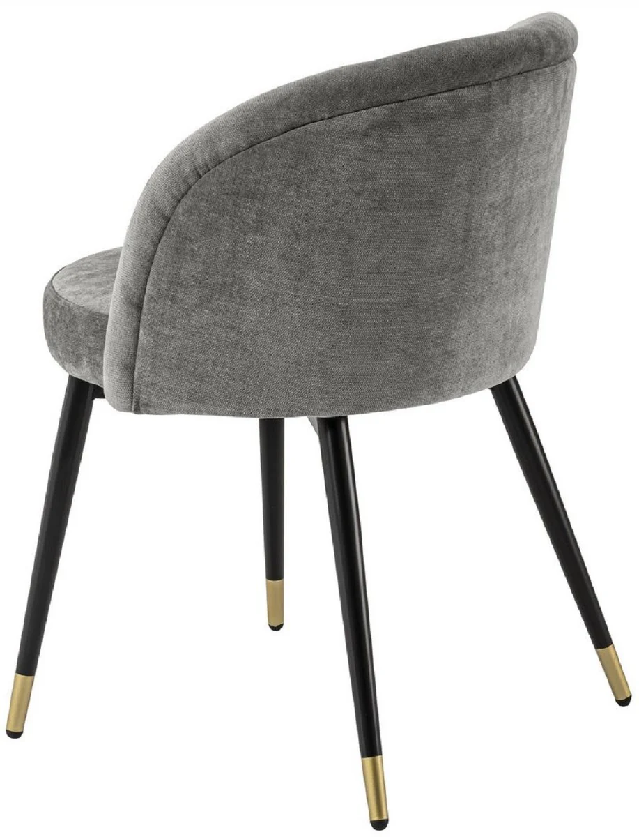 Luxury dining room chair set gray / black / brass 57.5 x 58 x H. 77 cm - Noble dining room chairs - Luxury dining room furniture
