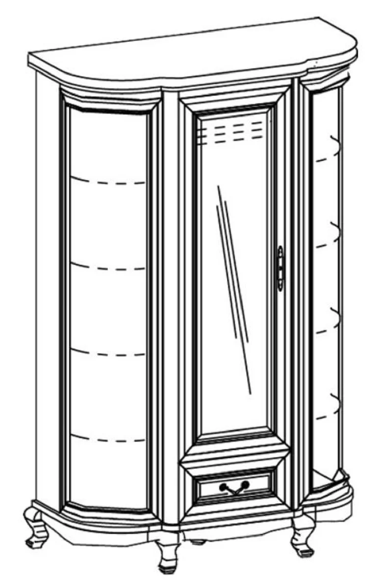 Luxury baroque bedroom wardrobe cream / gold 130 x 62.6 x H. 206.6 cm - magnificent wardrobe with 3 doors and drawer - bedroom furniture