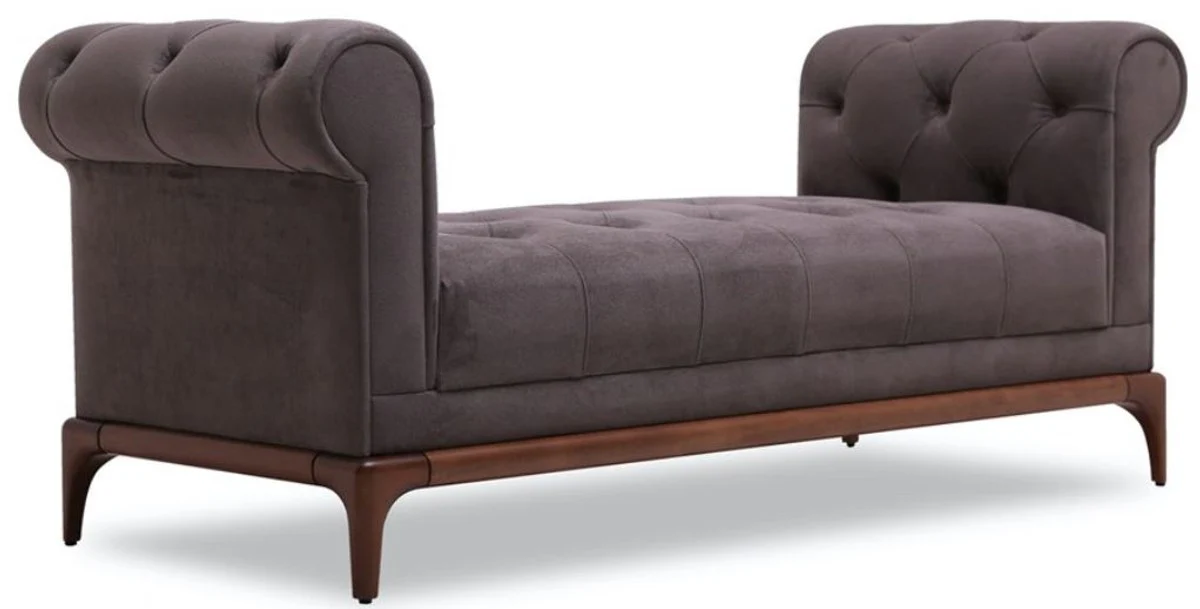 Luxury Chesterfield bench purple / brown 175 x 58 x H. 67 cm - Modern upholstered solid wood bench with elegant velvet fabric - Luxury quality