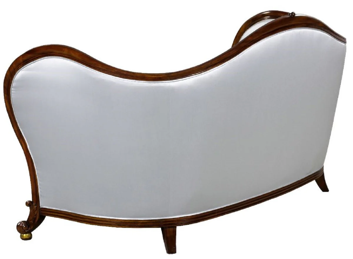 Luxury Baroque Sofa Silver / Dark Brown / Gold - Magnificent Living Room Sofa in Baroque Style - Baroque Living Room Furniture - Noble & Magnificent