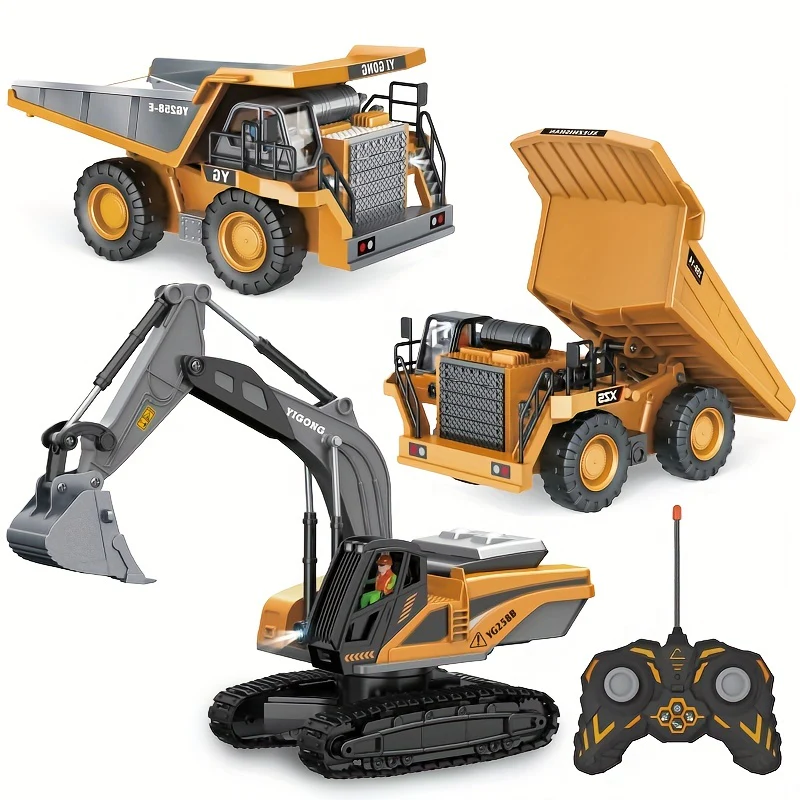 Ferngesteuertes Baufahrzeug-Modell-Spielzeugauto-Set – Legierungsbagger, Bulldozer, Muldenkipper und mehr – perfekte Eltern-Kind-Outdoor-Aktivität und Geschenk!