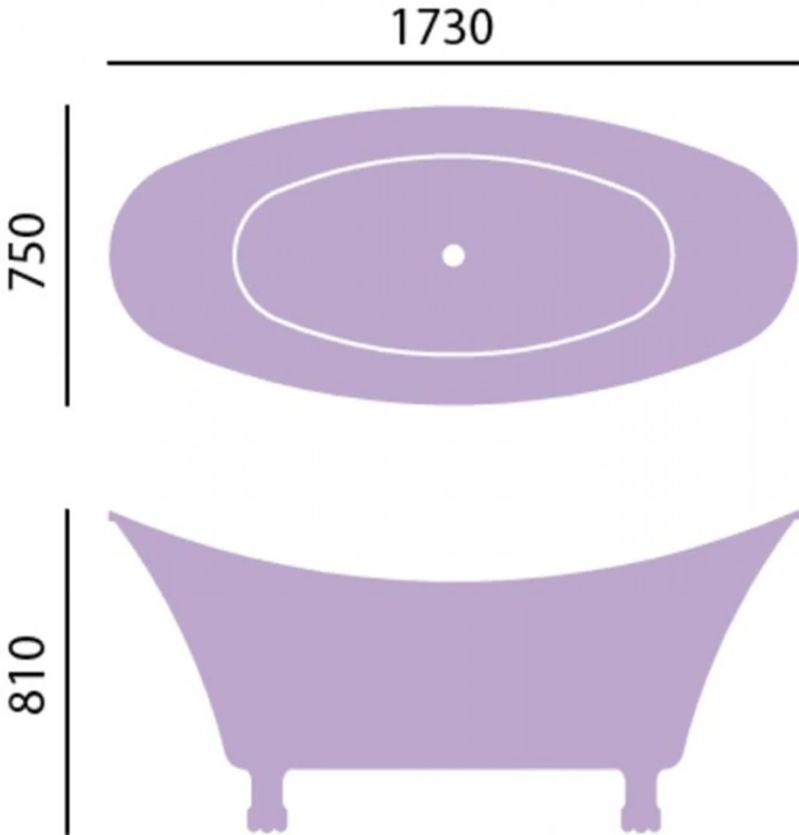 Art Nouveau freestanding bathtub copper effect model He-Lyd 1730mm - freestanding retro antique bathtub baroque style