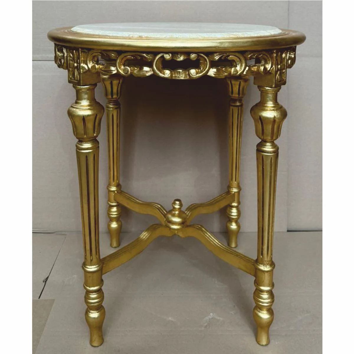Baroque side table gold / gray Ø 60 x H. 72 cm - Baroque furniture