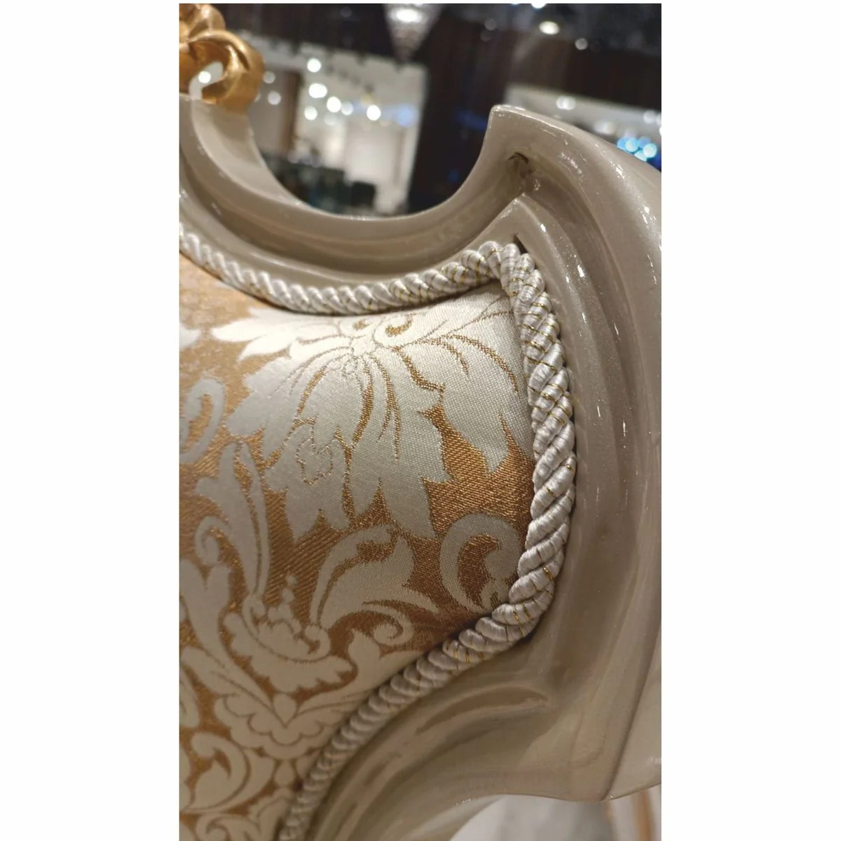 Luxury Baroque Dining Room Chair Gold / White / Gray / Gold H. 110 cm - Baroque Dining Room Furniture