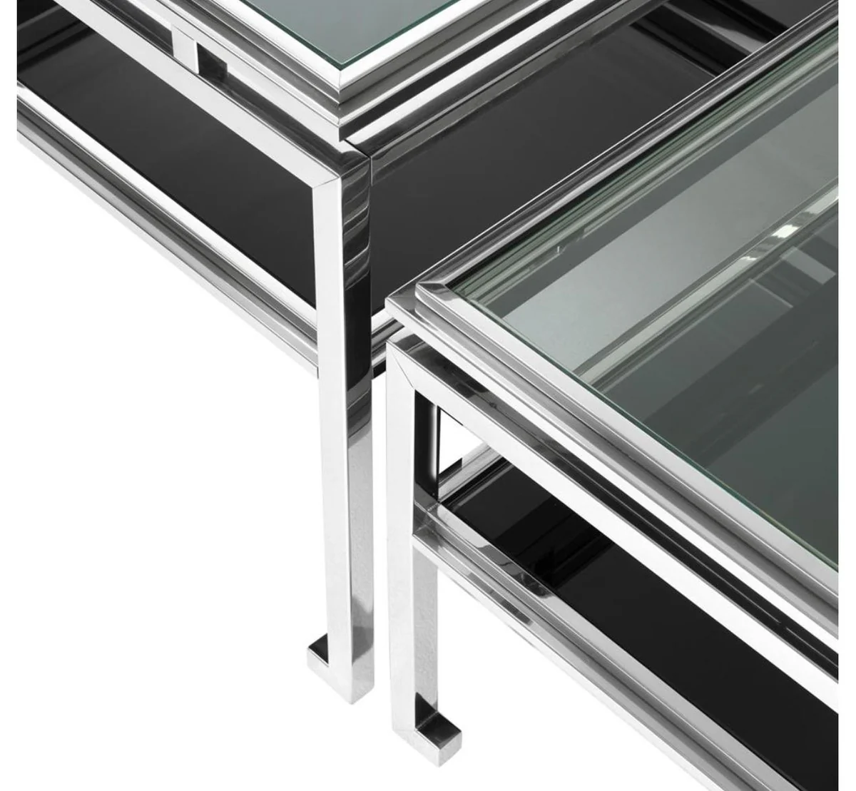 Luxury coffee table set of 4 silver - designer living room furniture