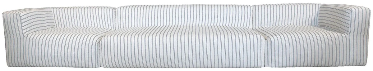 Luxury living room sofa with stripes white / blue 450 cm