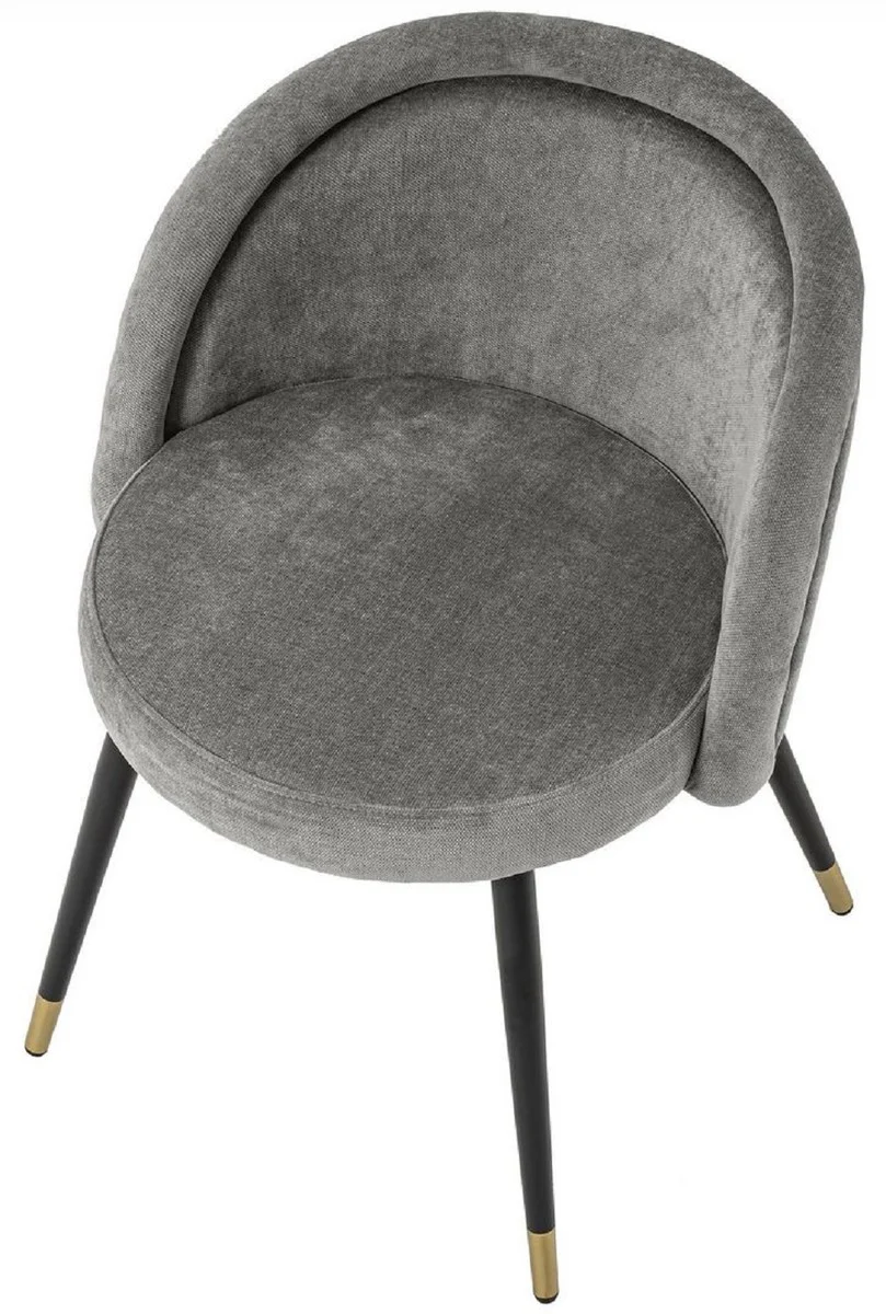 Luxury dining room chair set gray / black / brass 57.5 x 58 x H. 77 cm - Noble dining room chairs - Luxury dining room furniture