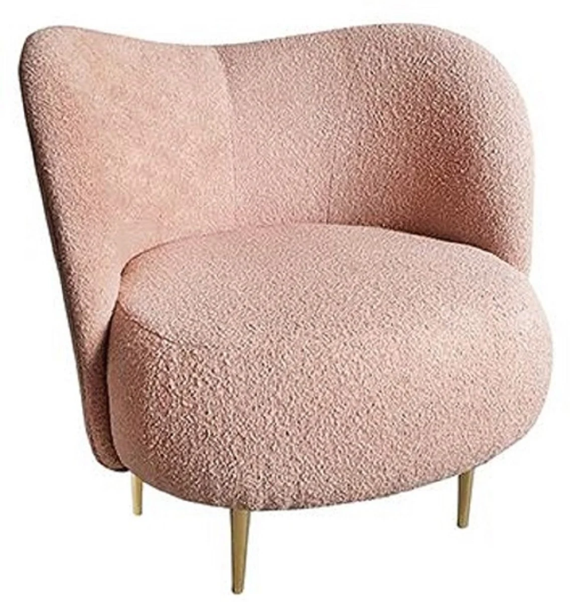Luxury living room set pink / gold - 2 luxury sofas with curved backrest & 2 luxury armchairs with curved backrest - living room furniture - luxury furniture - luxury furnishings