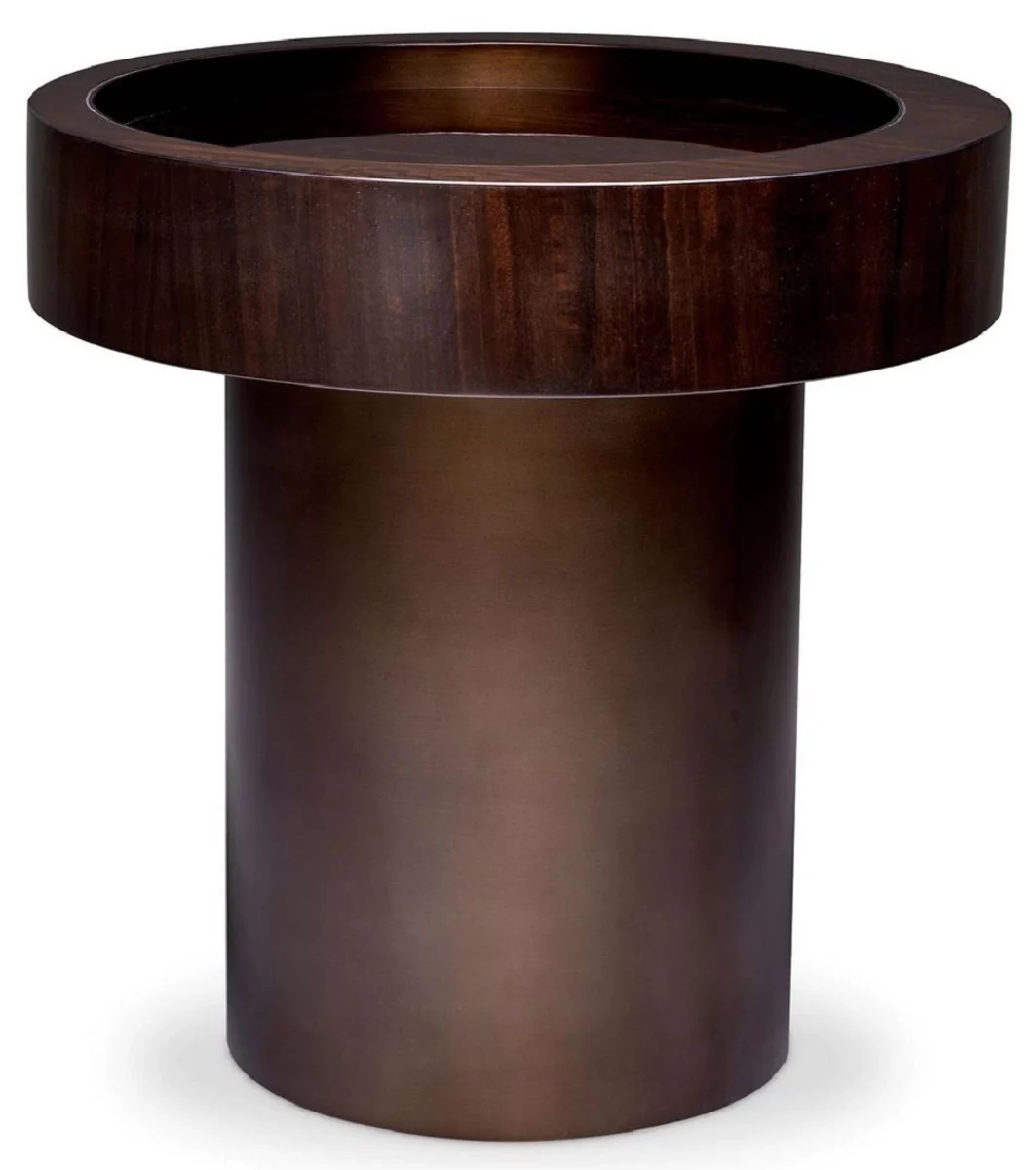 Luxury side table dark brown high gloss / bronze Ø 50 x H. 50.5 cm - Round living room table - Living room furniture - Luxury furniture - Luxury furnishings - Living room furnishings