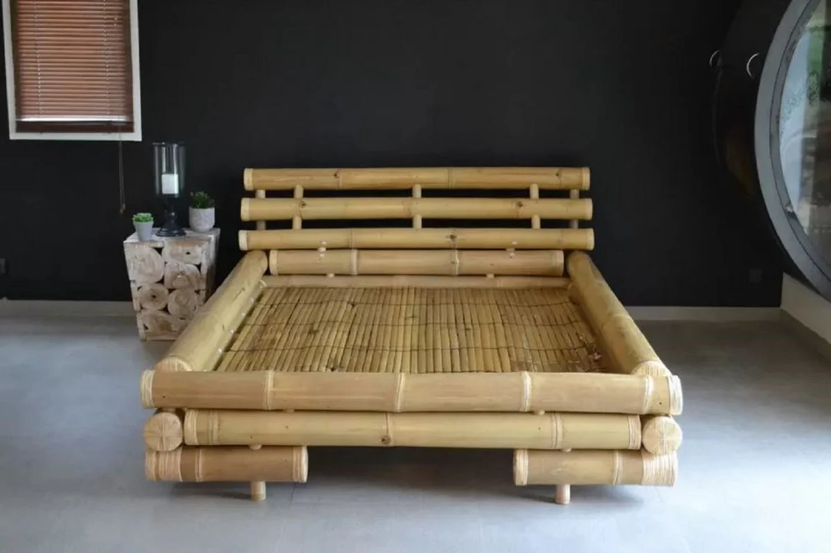 Luxury double bed natural colors 170 x 240 x H. 81 cm - Bamboo bed - Bedroom furniture - Bamboo furniture - Luxury furniture - Luxury furnishings