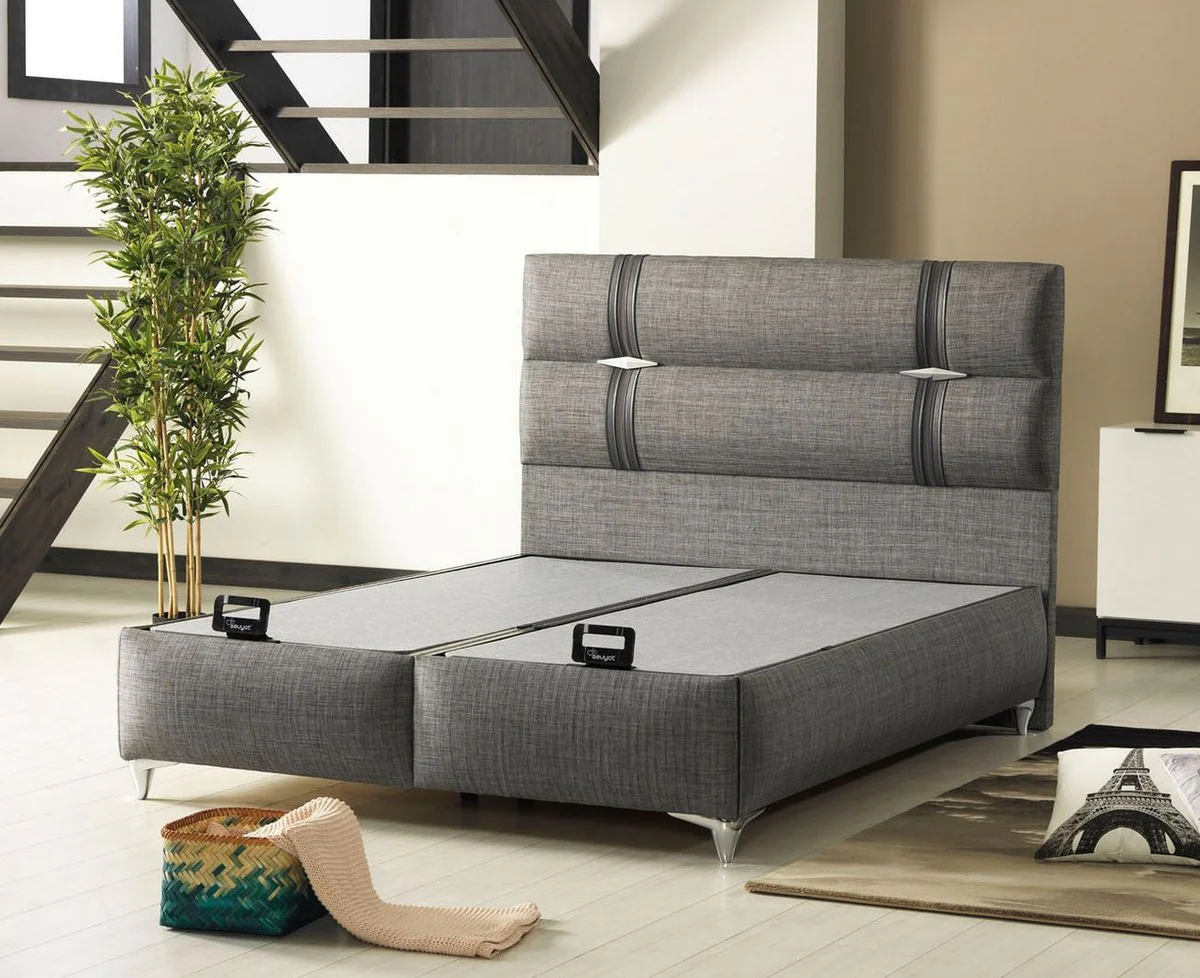 Luxury Double Bed Gray - Modern Solid Wood Bed - Modern Bedroom & Hotel Furniture - Luxury Collection