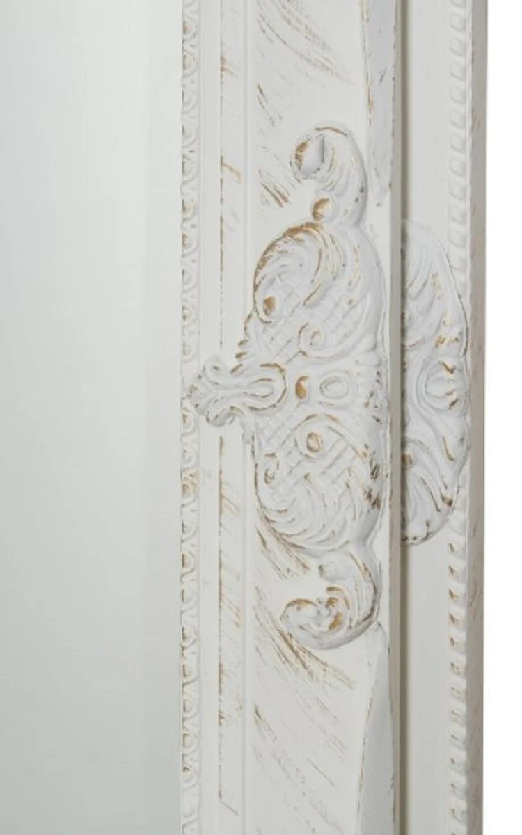 Baroque wall mirror white 72 x H. 132 cm - Handcrafted baroque mirror with wooden frame and beautiful decorations