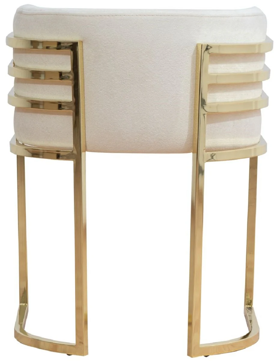 Luxury dining room chair with armrests cream / gold H. 74 cm