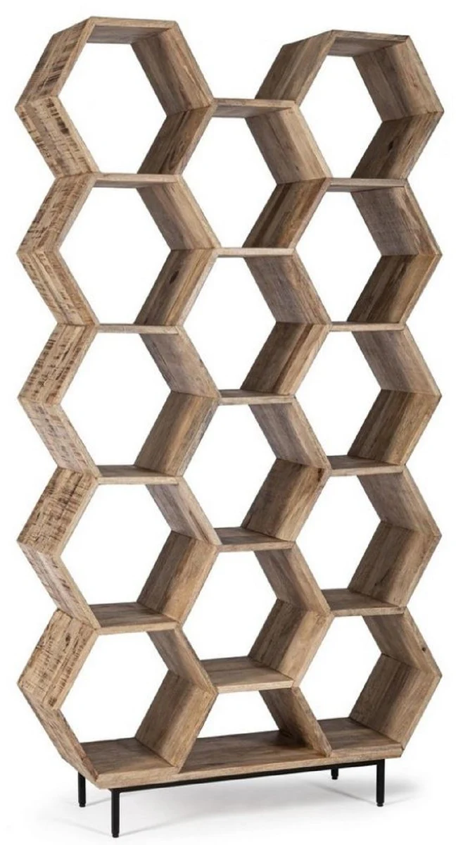 Luxury bookcase brown / black 100 x 30 x H. 186 cm - solid wood cabinet - shelf cabinet - living room furniture - office furniture - luxury furniture