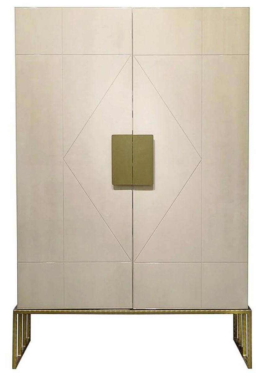 Designer living room cabinet cream / brass 120 x 45 x H. 175 cm - living room furniture - luxury quality