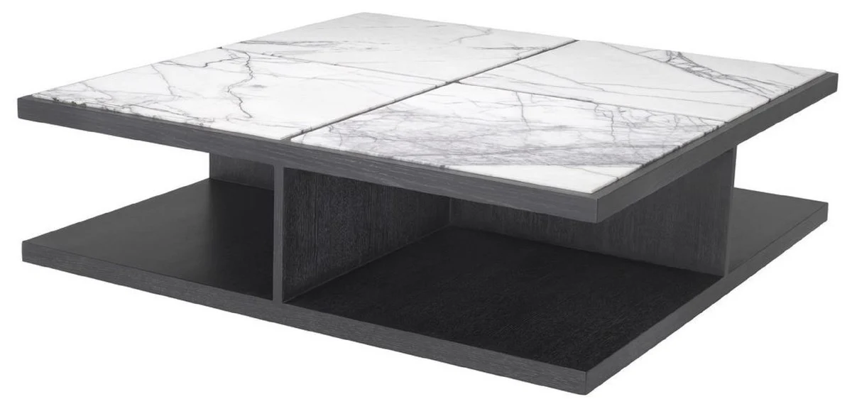 Luxury coffee table white / purple / anthracite gray 120 x 120 x H. 35 cm - modern solid wood living room table with marble tops - luxury quality