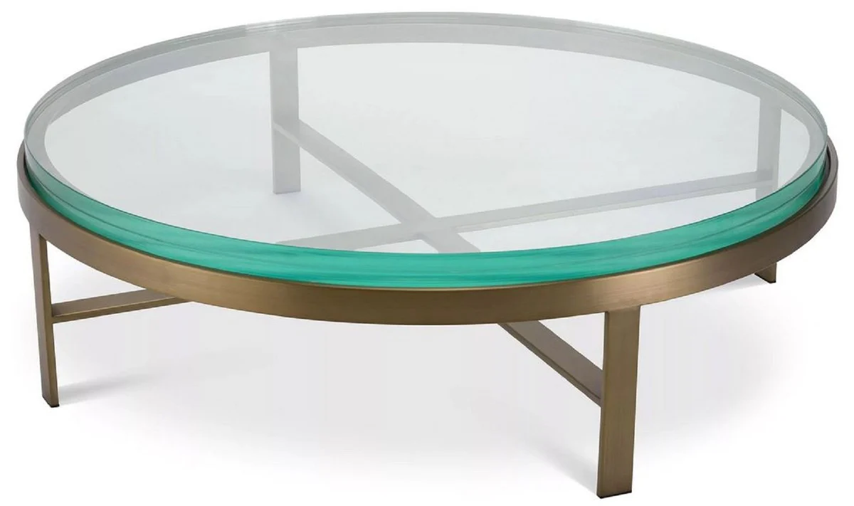 Luxury coffee table brass Ø 97.5 x H. 30 cm - Round living room table with glass top - Living room furniture - Luxury furniture - Living room furnishings - Luxury furnishings