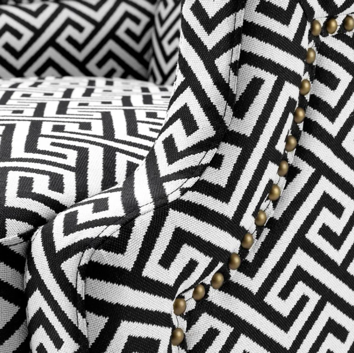 Designer Sessel Schwarz / Weiß - Luxus Ohrensessel