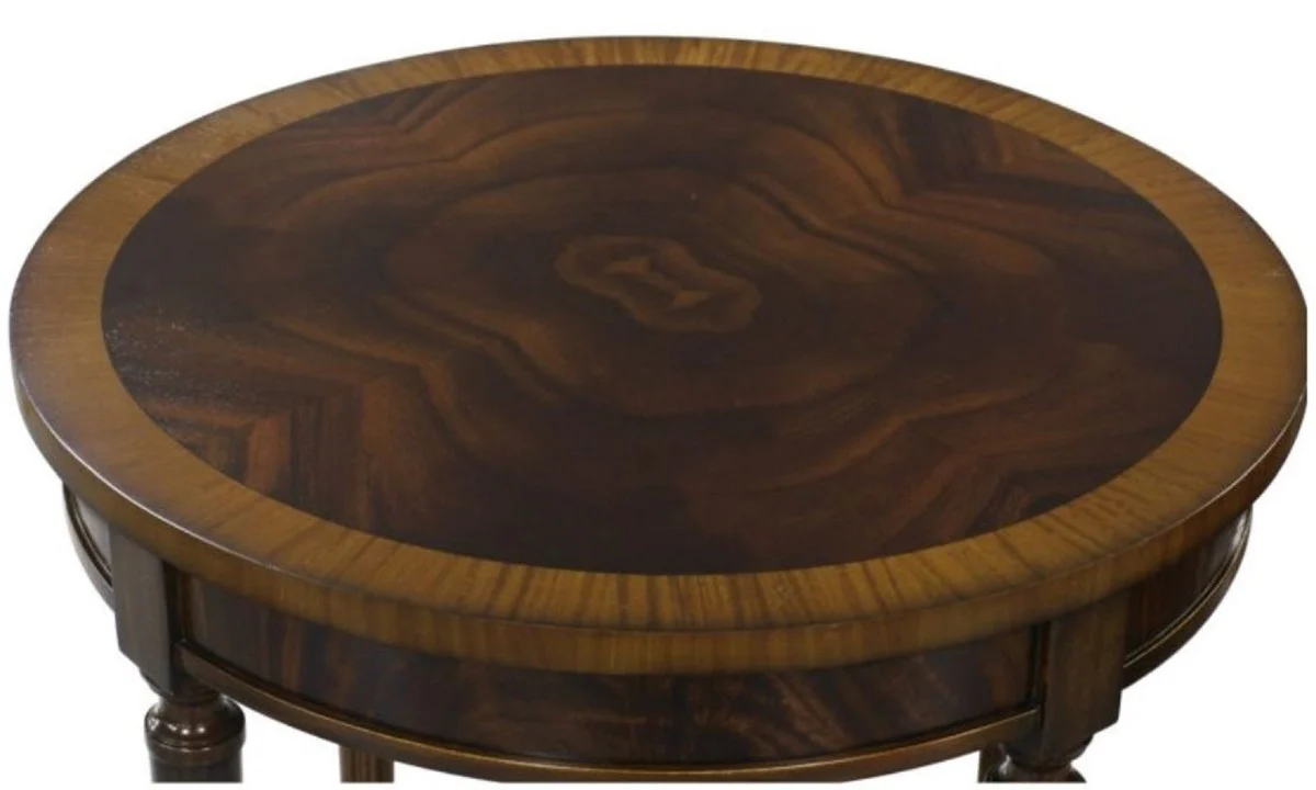 Luxury Baroque side table dark brown / light brown Ø 58 x H. 80 cm - Baroque furniture