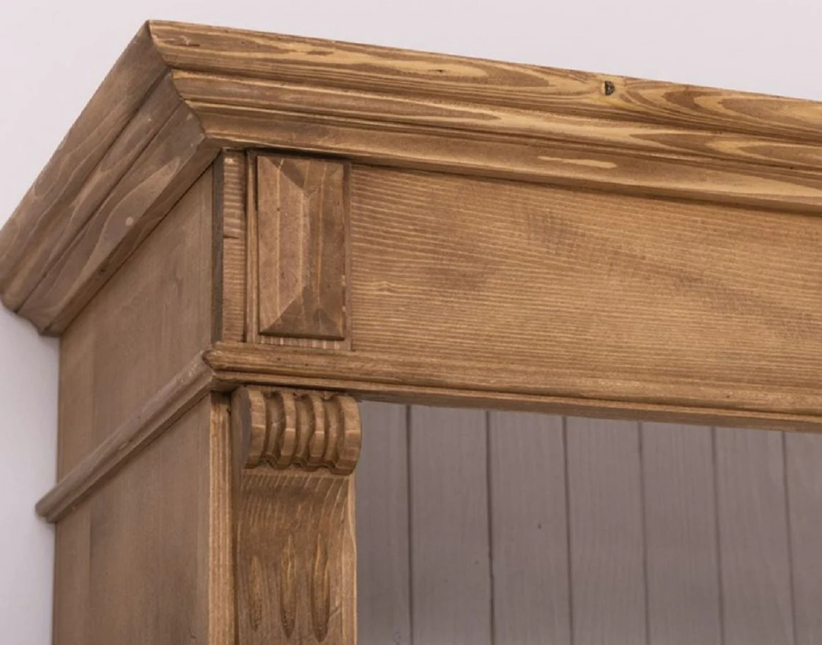 Country house style bookcase brown / gray 120 x 39 x H. 197 cm - solid wood cupboard - living room cupboard - office cupboard - country house style furniture