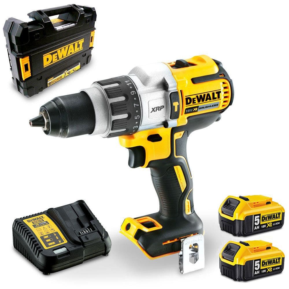 DEWALT 18V Brushless 2 x 5.0Ah 13mm Hammer Bohrset DCD996P2-XE