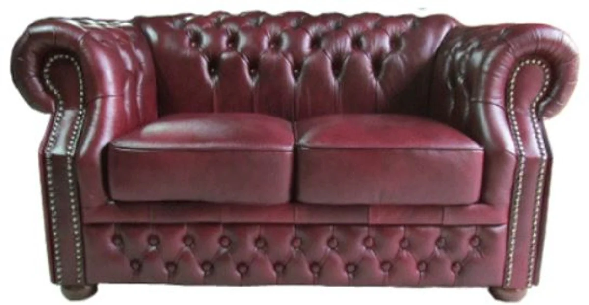 Luxury genuine leather 2-seater sofa dark red 180 x 90 x H. 80 cm - Chesterfield furniture