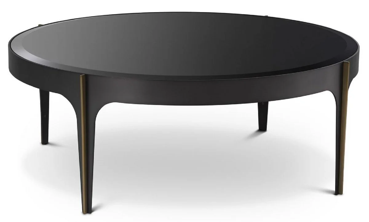 Luxury coffee table bronze / brass / black Ø 94 x H. 34.5 cm - Round stainless steel living room table with glass top - Luxury living room furniture