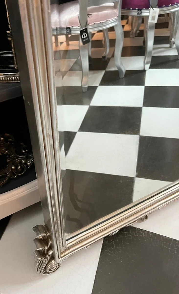 Baroque mirror silver - Handcrafted wall mirror with elegant decorations - Magnificent baroque style wall mirror - Baroque wardrobe mirror - Baroque furniture - Noble & magnificent