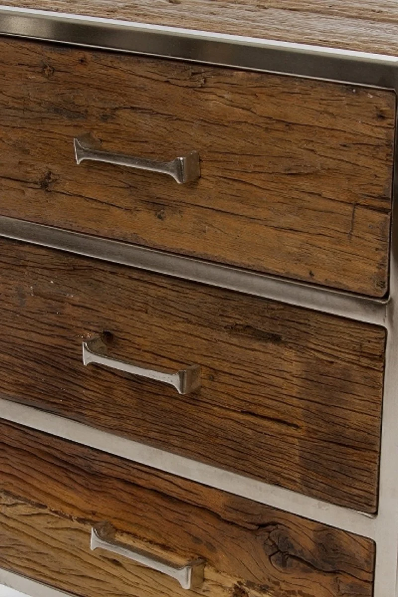 Bedside table with 3 drawers brown / silver 45 x 40 x H. 60 cm - bedroom furniture