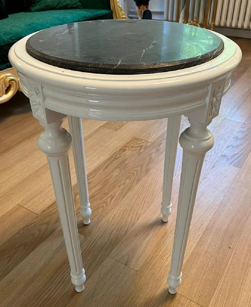 Baroque side table white / black - handmade antique style table with marble top - antique style furniture - living room furniture in baroque style - baroque furniture