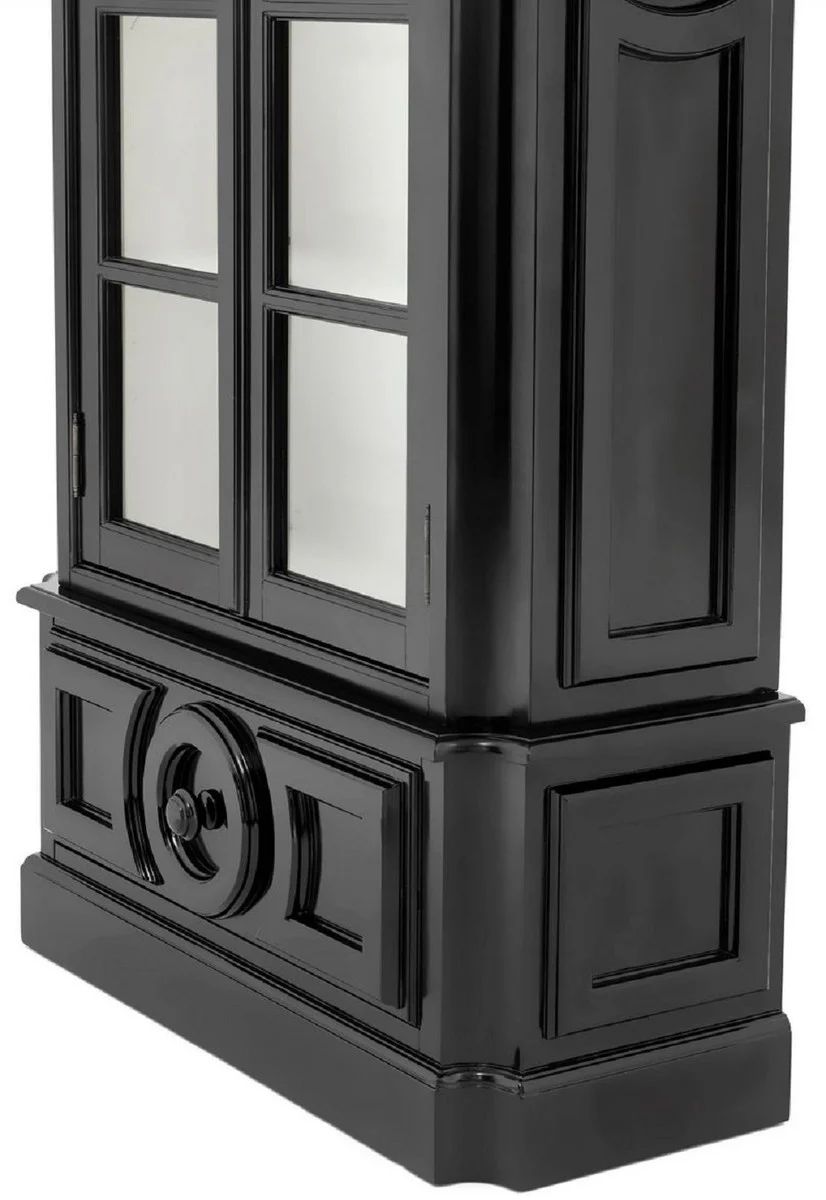 Luxury display cabinet black / white 113 x 46 x H. 240 cm - solid wood display cabinet - living room cabinet with 2 glass doors and drawer - luxury quality